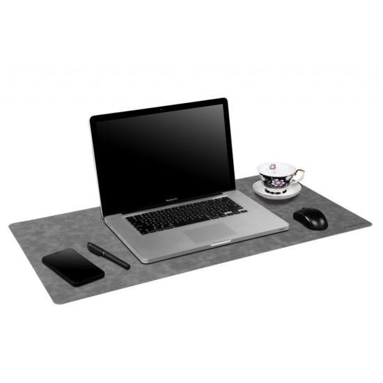 POWEROLOGY ANTI-SLIP VEGAN LEATHER DESK PAD (75 x 40 x 0.5 cm) - TEXTURED GREY 