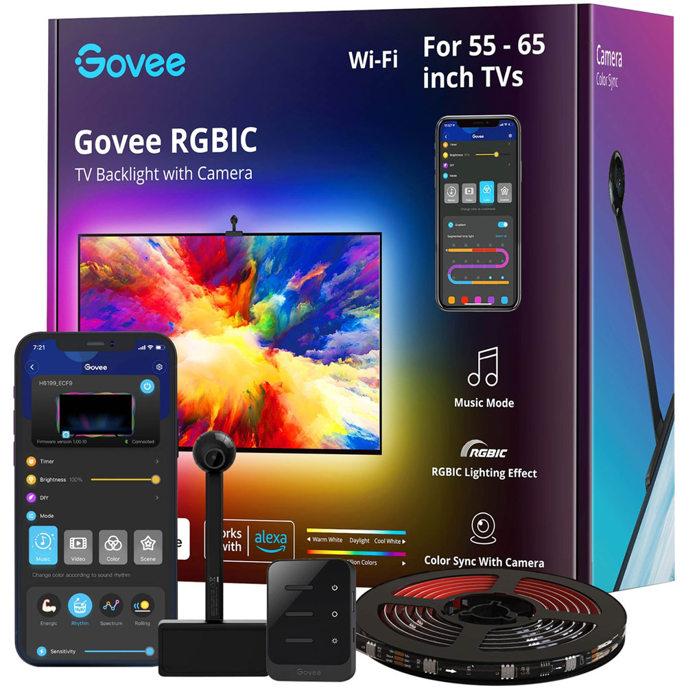 Govee Immersion TV LED Backlights with Camera, RGBIC Ambient Wi-Fi