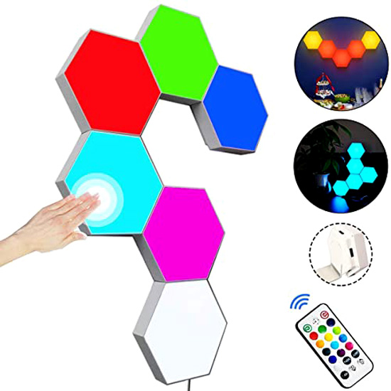 HEXAGONAL LED LIGHT LED 6 TILE TOUCH WITH REMOTE CONTROL