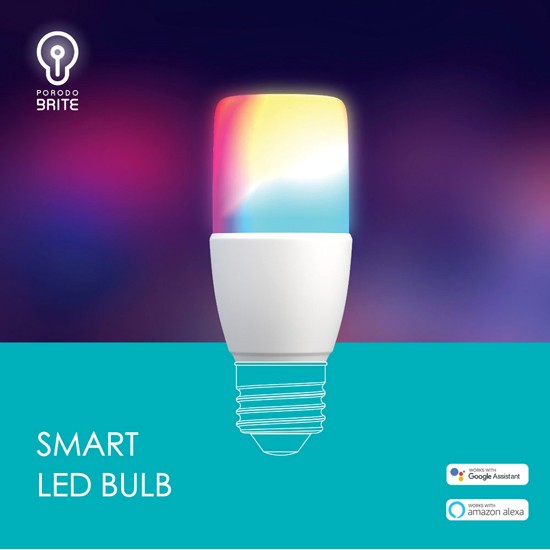 PORODO SMART LED BULB BRITE 16 MILLION COLOURS WORKS WITH GOOGLE AND ALEXA