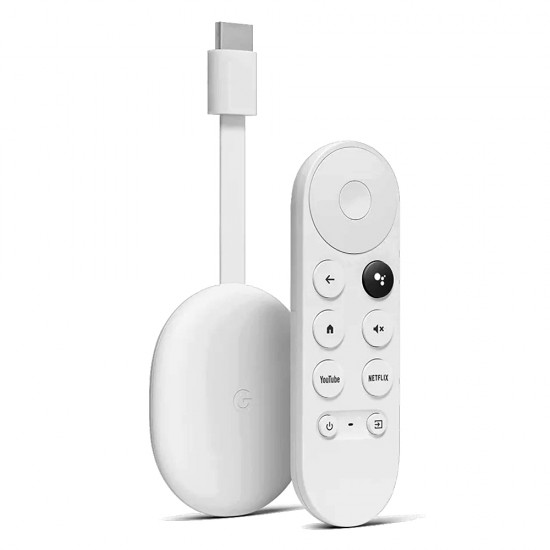 GOOGLE CHROMECAST WITH GOOGLE TV 1080 HD STREAMING ENTERTAINMENT WITH VOICE REMOTE - SNOW