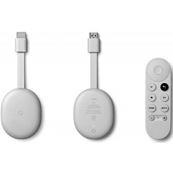 GOOGLE CHROMECAST WITH GOOGLE TV 4K STREAMING ENTERTAINMENT WITH VOICE REMOTE - SNOW