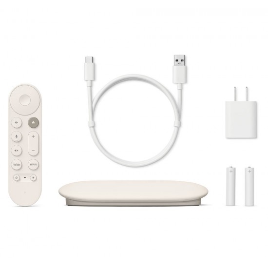 GOOGLE TV STREAMER 4K PORCELAIN HDR DOLBY VISION 32GB STORAGE 22% FASTER PROCESSOR 4GB RAM ETHERNET MATTER HUB GOOGLE ASSISTANT VOICE REMOTE - WHITE