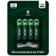 GREEN LION RECHARGEABLE BATTERY AA 1800MAH 1.6V ALKALINE BATTERY 4PCS - GREEN