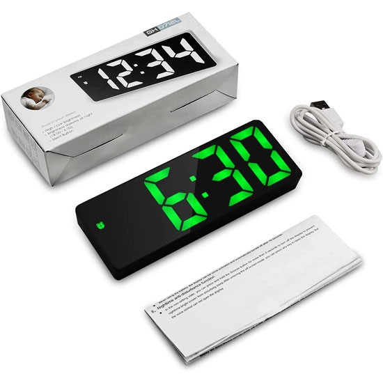 LED CLOCK GH0712L ( HIGH - TIME - ALARM - SNOOZE - CALENDAR - INDOOR TEMPERATURE - 12/24 HOUR )