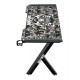 CALL OF DUTY (COD) HAWKSBILL SERIES RGB FLOWING LIGHT GAMING DESK WITH HEADPHONE HOOK AND CUP HOLDER - BLACK/GREY