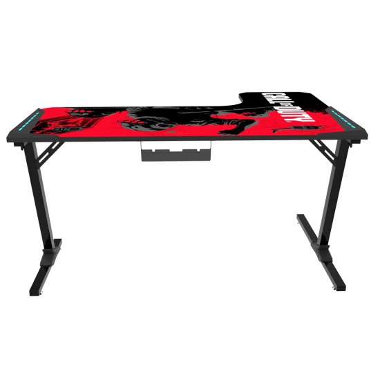 CALL OF DUTY (COD) X GAMEON PHANTOM XL-L SERIES L-SHAPED RGB FLOWING LIGHT GAMING DESK WITH HEADPHONE HOOK AND CUP HOLDER - BLACK/RED