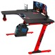 GAMEON PHANTOM XL-L SERIES L-SHAPED RGB FLOWING LIGHT GAMING DESK WITH MOUSE PAD QI WIRELESS CHARGER & USB HUB - BLACK