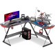 GAMEON L-SHAPED SLAYER I SERIES GAMING DESK WITH HEADSET HOOK CUP HOLDER AND ACCESSORIES STAND - BLACK