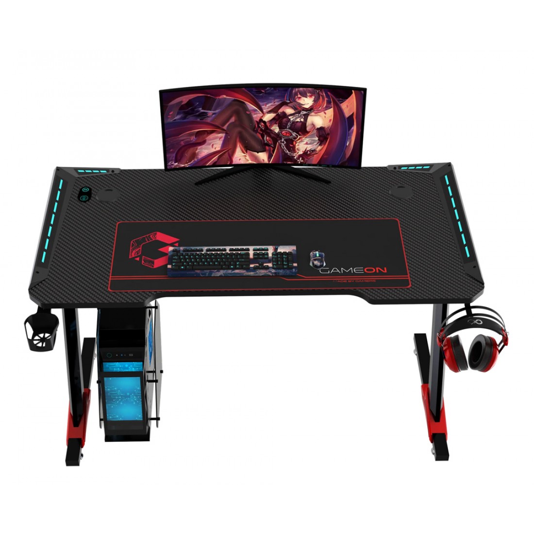 GAMEON RAPTOR II SERIES Z-SHAPED RGB FLOWING LIGHT GAMING DESK WITH ...