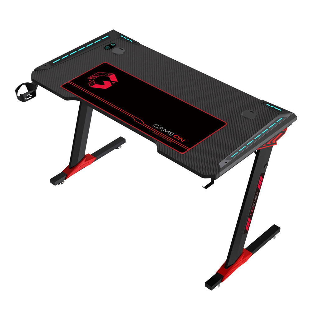 GAMEON RAPTOR II SERIES Z-SHAPED RGB FLOWING LIGHT GAMING DESK WITH ...