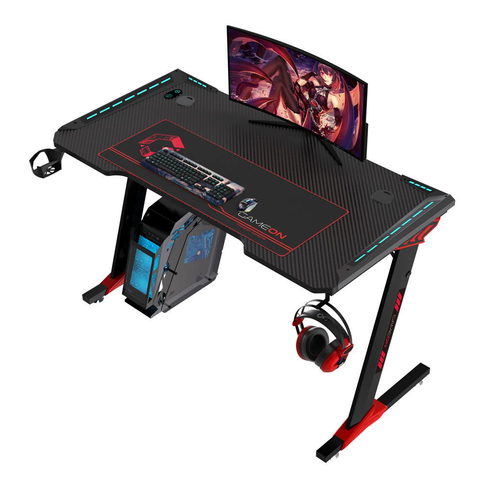 GAMEON RAPTOR II SERIES Z-SHAPED RGB FLOWING LIGHT GAMING DESK WITH ...