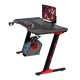 GAMEON RAPTOR II SERIES Z-SHAPED RGB FLOWING LIGHT (140*60*72CM) GAMING DESK WITH HEADPHONE HOOK AND CUP HOLDER - BLACK