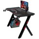 GAMEON HAWKSBILL SERIES RGB FLOWING LIGHT GAMING DESK  WITH MOUSE PAD HEADPHONE HOOK & CUP HOLDER - BLACK