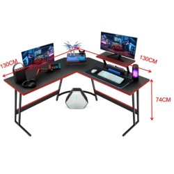 HAIWEI HJ-7019 L SHAPED DESIGN CORNER WOODEN SURFACE CARBON FIBER COMPUTER DESK