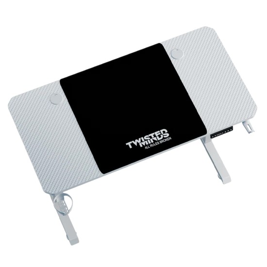 TWISTED MINDS TM-PARADOX120-W PARADOX120 CARBON FIBER TEXTURE CUP HOLDER HEADSET HOOK HEIGHT ADJUSTABLE GAMING DESK - WHITE
