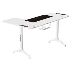 TWISTED MINDS WARRIOR L-SHAPED LEFT-HAND ERGONOMIC RGB CARBON FIBER TEXTURE STEEL FRAMED GAMING DESK - WHITE