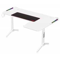 TWISTED MINDS WARRIOR L-SHAPED RIGHT-HAND ERGONOMIC RGB CARBON FIBER TEXTURE STEEL FRAMED GAMING DESK - WHITE