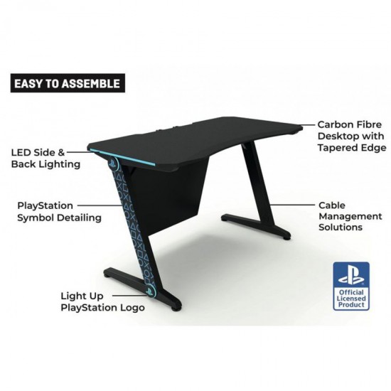 X-ROCKER OFFICIAL PLAYSTATION GAMING DESK BOREALIS RGB LIGHT PC OFFICE WORKSTATION - BLACK