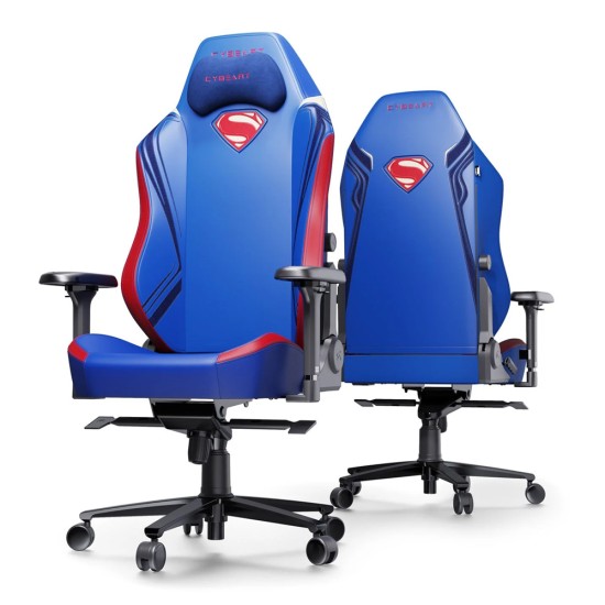 CYBEART APEX 2.0 ERGONOMIC AEROMAG MAGNETIC PILLOW WITH ENDURA NAPPA LEATHERETTE MULTI-TILT MECHANISM GAMING CHAIR - SUPERMAN LICENSED EDITION