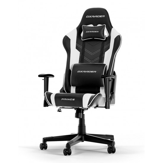 DXRACER PRINCE SERIES P132 1D ARMRESTS WITH SOFT SURFACE PVC LEATHER GAMING CHAIR - BLACK/ WHITE