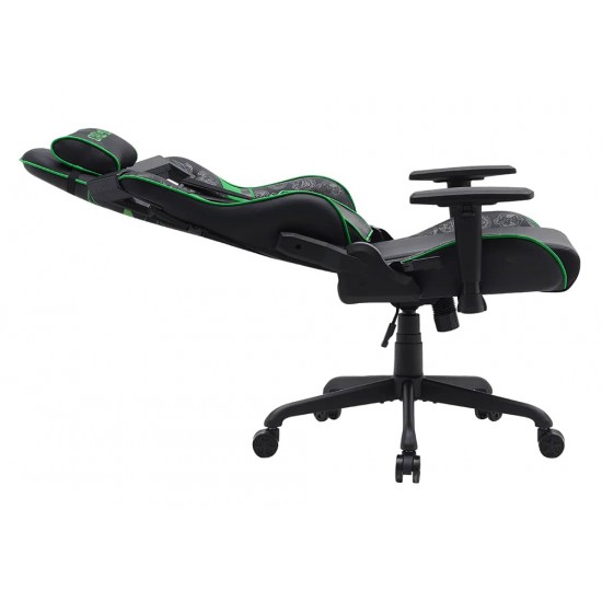 CALL OF DUTY (COD) GAMING CHAIR WITH ADJUSTABLE 2D ARMREST ROTATING HEAD AND METAL BASE - GREEN/BLACK