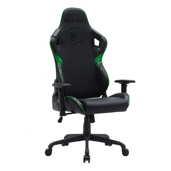 CALL OF DUTY (COD) GAMING CHAIR WITH ADJUSTABLE 2D ARMREST ROTATING HEAD AND METAL BASE - GREEN/BLACK