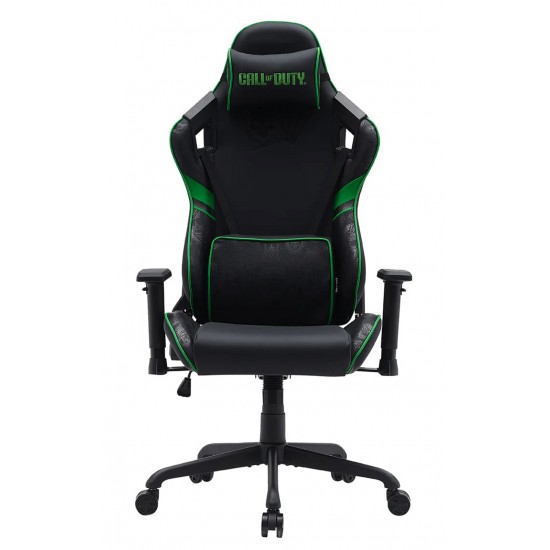 CALL OF DUTY (COD) GAMING CHAIR WITH ADJUSTABLE 2D ARMREST ROTATING HEAD AND METAL BASE - GREEN/BLACK