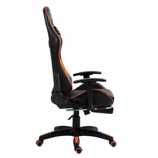 GAMEON GO-BC4D-BO GAMING CHAIR WITH ADJUSTABLE 2D ARMREST AND FOOT REST - ORANGE/BLACK