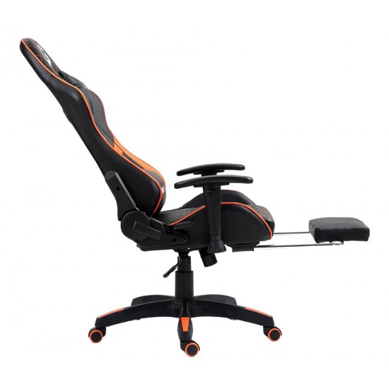 GAMEON GO-BC4D-BO GAMING CHAIR WITH ADJUSTABLE 2D ARMREST AND FOOT REST - ORANGE/BLACK