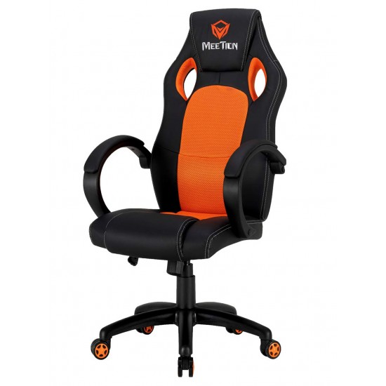 MEETION MT-CHR05 GAMING CHAIR WITH PU+PVC LEATHER SEAT SCRATCH RESISTANT AND BREATHABLE FABRIC - BLACK/ORANGE