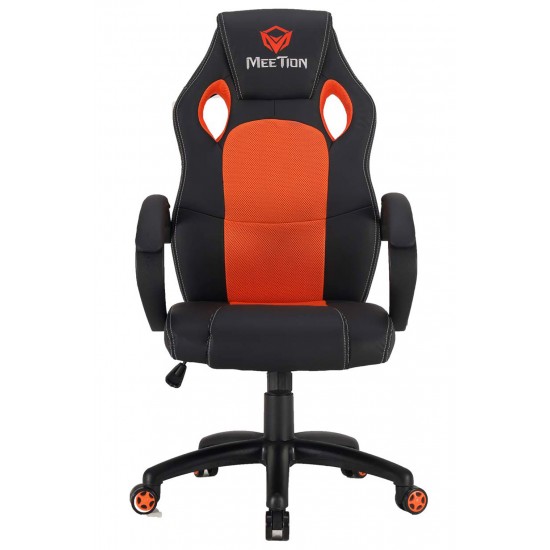 MEETION MT-CHR05 GAMING CHAIR WITH PU+PVC LEATHER SEAT SCRATCH RESISTANT AND BREATHABLE FABRIC - BLACK/ORANGE