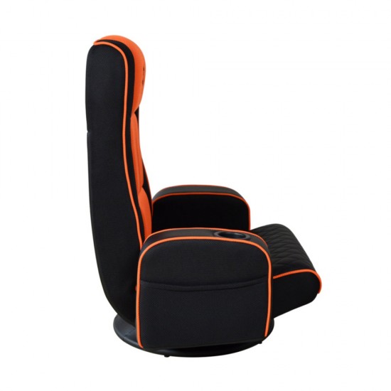 PORODO GAMING PREDATOR PRO GAMING SEAT WITH ARMREST AND CUPHOLDER 360 SWIVEL - BLACK/ORANGE