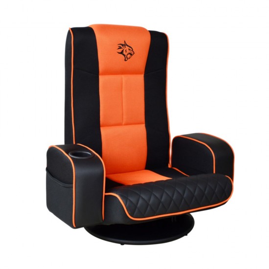 PORODO GAMING PREDATOR PRO GAMING SEAT WITH ARMREST AND CUPHOLDER 360 SWIVEL - BLACK/ORANGE