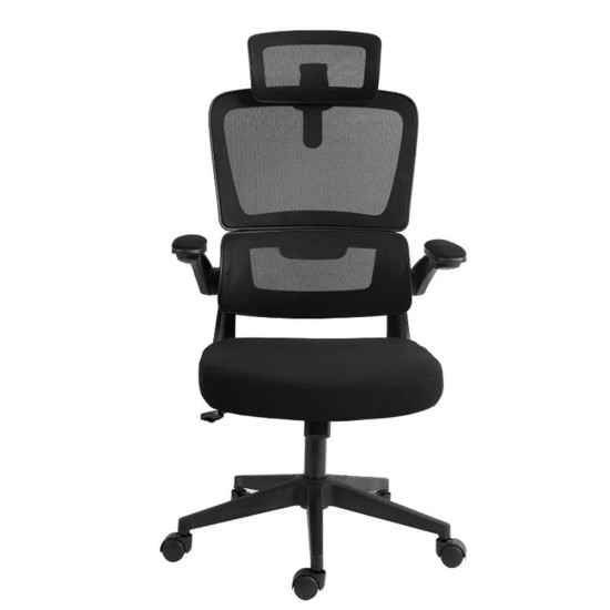 REDRAGON HELA ERGONOMIC HEIGHT AND TILT ADJUSTMENT MICROFIBER FLIP UP ARMREST RECLINING INTEGRATED LUMBAR AND HEAD SUPPORT OFFICE CHAIR – BLACK
