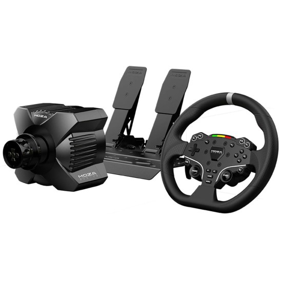 MOZA RACING R3 DIRECT DRIVE BUNDLE WITH 3.9NM DD WHEELBASE, ES LITE STEERING WHEEL, SR-P LITE PEDALS & TABLE CLAMP RACING WHEELS AND PEDALS FOR PC