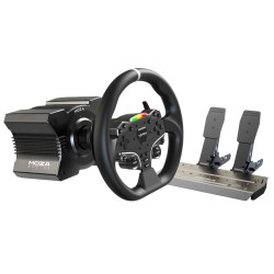 MOZA RACING R5 DIRECT DRIVE RACING BUNDLE FOR PC WITH 5.5NM DD WHEELBASE, ES LEATHER STEERING WHEEL, SR-P LITE PEDALS & TABLE CLAMP RACING SIMULATOR