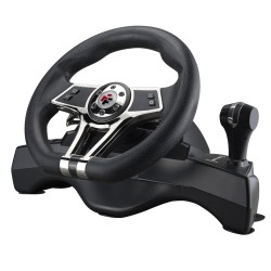 FLASHFIRE HURRICANE WHEEL WH-3103V-D WITH CLUTCH PEDALS FOR PC, PS3, PS4, XBOX 360, XBOX ONE, AND NINTENDO SWITCH GEARBOX GAMING STEERING WHEEL