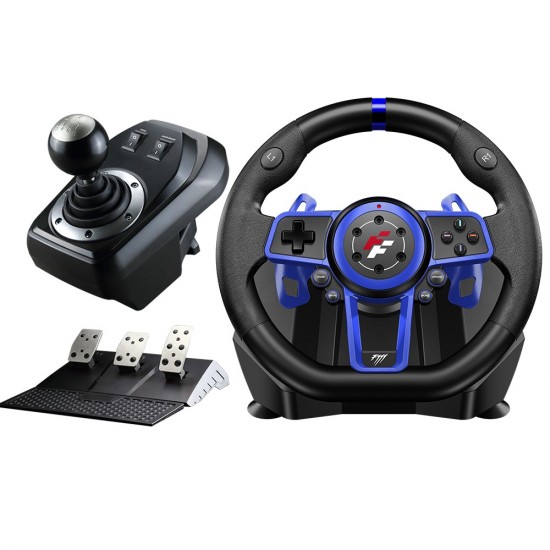  FLASHFIRE SUZUKA WHEEL F111 SET WITH CLUTCH PEDALS AND H-SHIFTER FOR PC, PS3, PS4, PS5 XBOX 360, XBOX ONE, AND NINTENDO SWITCH GEARBOX GAMING STEERING WHEEL