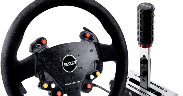 THRUSTMASTER TM RALLY RACE GEAR SPARCO MOD WHEEL ADD-ON SPARCO R383 MOD AND  TSS HANDBRAKE SPARCO MOD+