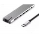 8 IN 1 MULTIFUNCTIONAL TYPE-C TO HDTV SD TF ADAPTER HUB WITH 4K HDMI PD POWER DELIVERY USB-C 2 USB PORTS SD TF CARD READER COMPATIBLE WITH SMARTPHONES ETHERNET USB - GRAY