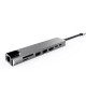 8 IN 1 MULTIFUNCTIONAL TYPE-C TO HDTV SD TF ADAPTER HUB WITH 4K HDMI PD POWER DELIVERY USB-C 2 USB PORTS SD TF CARD READER COMPATIBLE WITH SMARTPHONES ETHERNET USB - GRAY