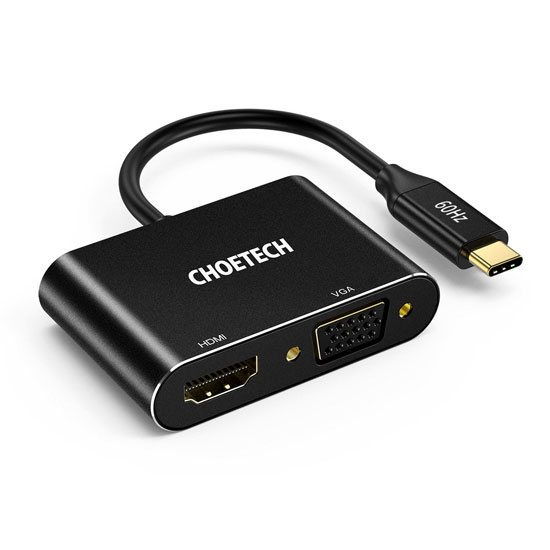 CHOETECH HUB M17 2 IN 1 USB-C ADAPTER ( USB-C TO HDMI + VGA ADAPTER )