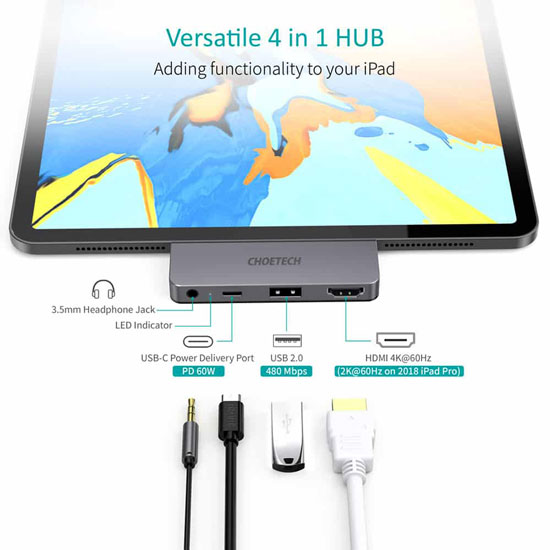 CHOETECH HUB-M13 4 IN 1 USB-C TO HDMI MULTIPORT ADAPTER