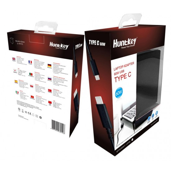  HUNTKEY 65W CHARGER NOTEBOOK TYPE C ADAPTER SUPERSPEED POWER DELIVERY