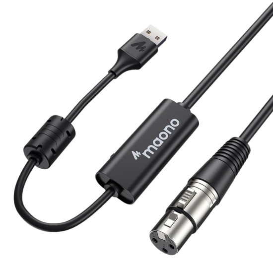 MAONO XU0110FT XLR TO USB ANALOGUE TO DIGITAL AUDIO CONVERTOR WITH PHANTOM POWER 