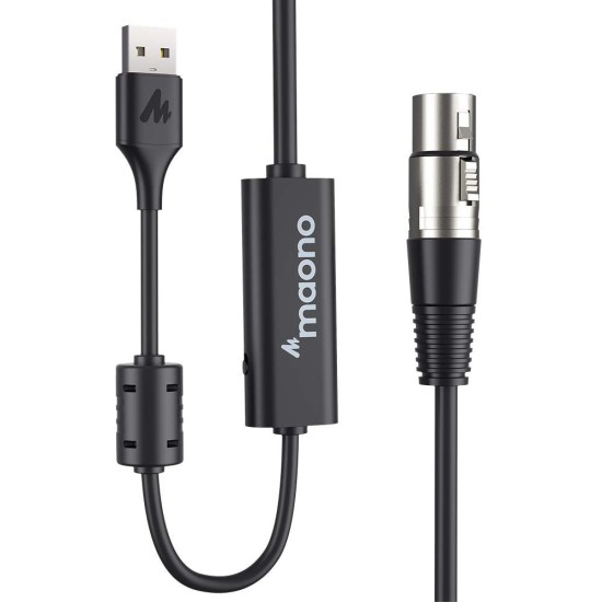 MAONO XU0110FT XLR TO USB ANALOGUE TO DIGITAL AUDIO CONVERTOR WITH PHANTOM POWER 