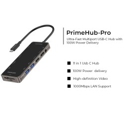 PROMATE PRIMEHUB-PRO ULTRA FAST MULTIPLE USB-C HUB WITH 100W POWER DELIVERY 