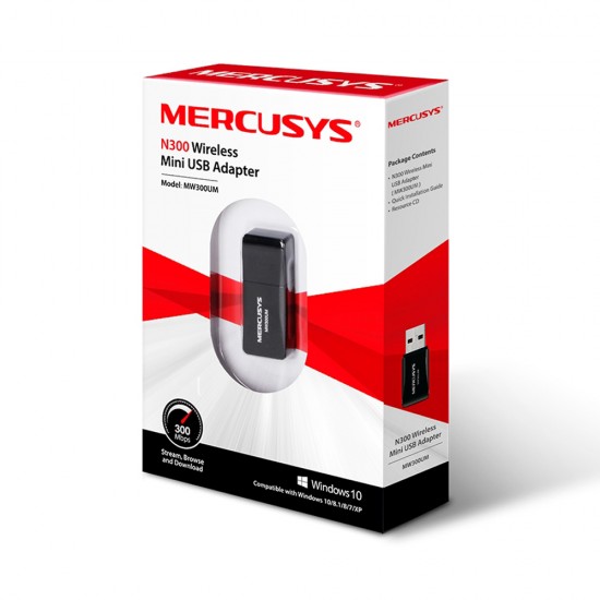 MERCUSYS N300 WIRELESS MINI USB 2.0 ADAPTER UP TO 300 MBPS SPEED