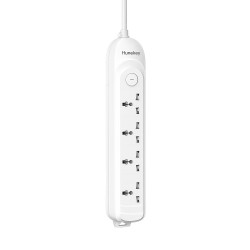 HUNTKEY DMA401 4-PORT UNIVERSAL STANDARD MAX 2500W-10A CHILD PROTECTIVE SHUTTER 3M POWER STRIP MK PLUG – WHITE